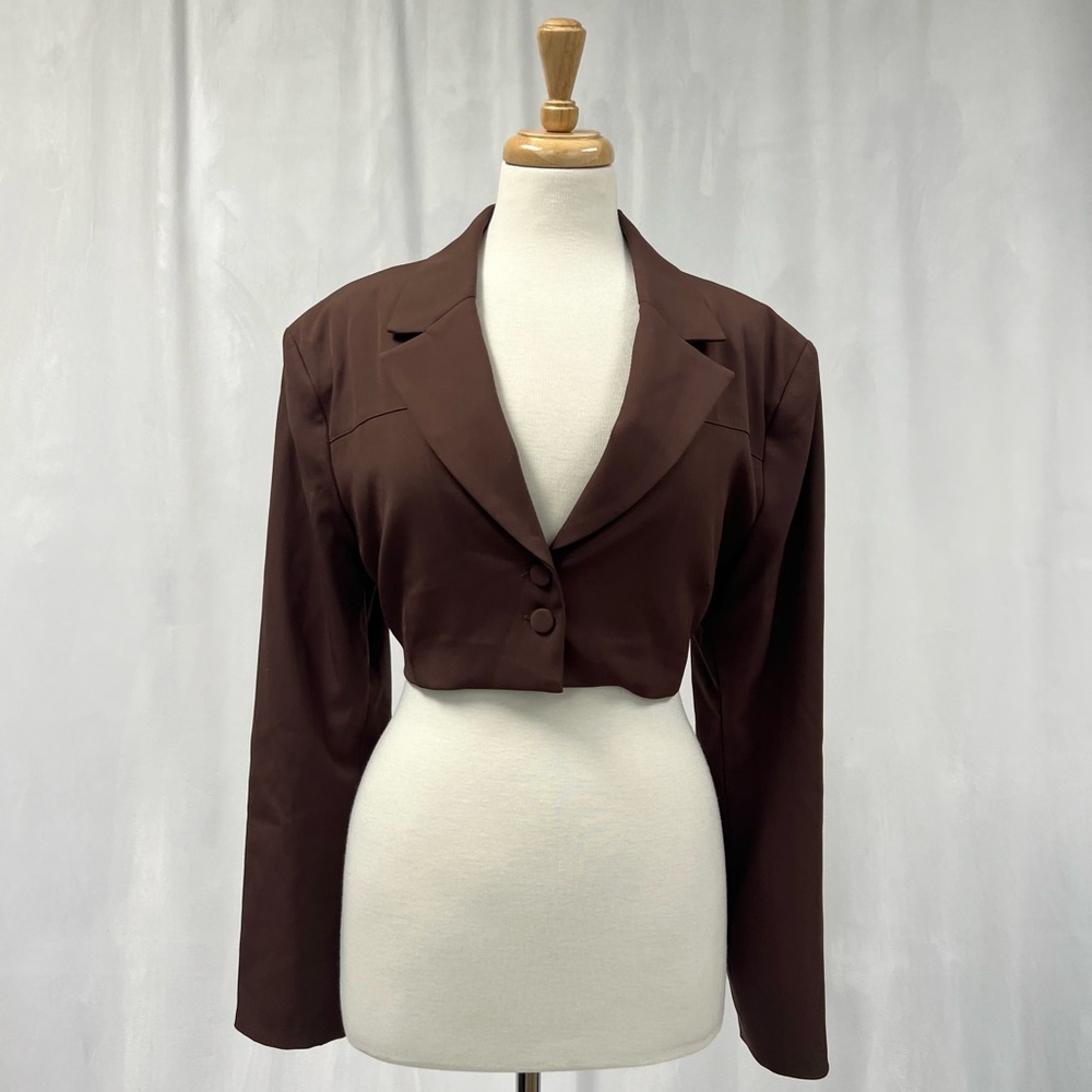 Bershka Brand New Elegant Brown Women's Cropped Blazer Size XL